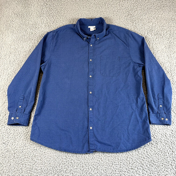 Carbon 2 Cobalt Shirt Mens‎ XLT Blue Polka Dot Button Up Cotton Long Sleeve - Picture 1 of 9